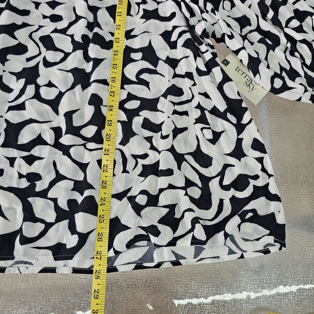Terra & Sky Woman's Boho Minimalist Abstract Blouse Plus Size 3X Flowy Top - Picture 12 of 14